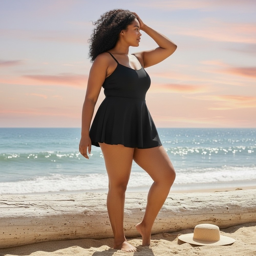 Summersalt Womens Black Tankini Top and Wrap Swim Skirt Set Size 14